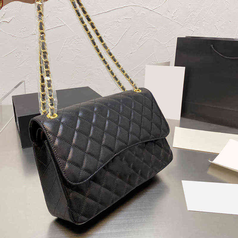 5A22Ss Classique Jumbo Double Falp Caviar Sacs Automne Hiver France Femmes Lady Matelasse Chaîne Cross Body Épaule Grande Capacité Célèbre