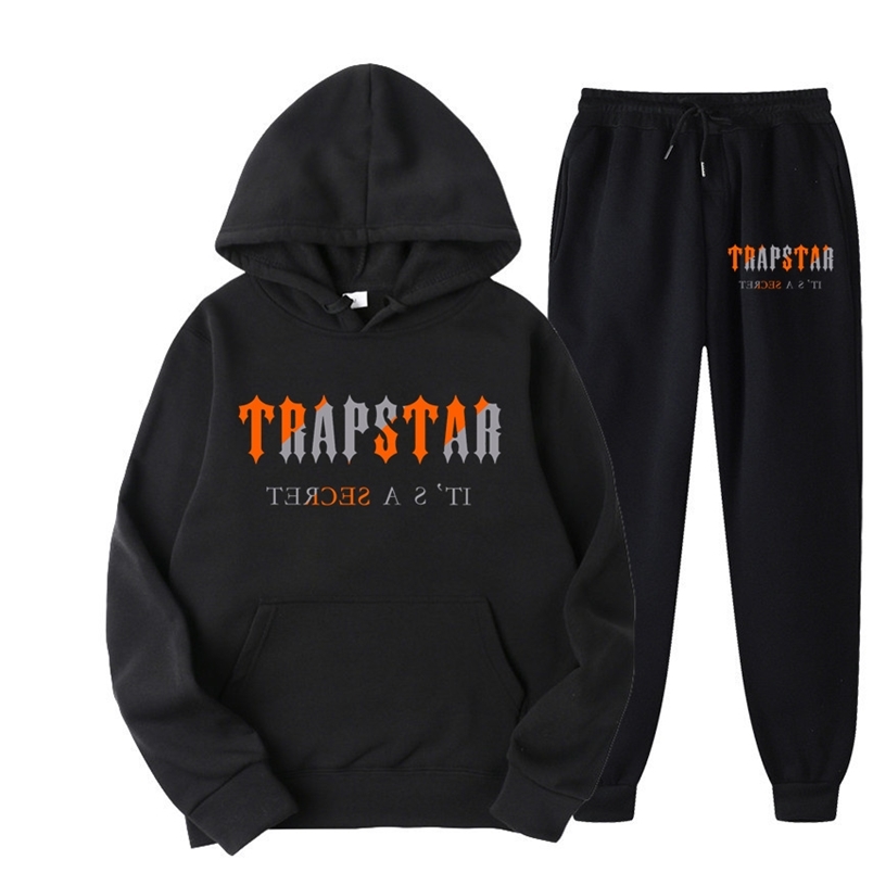

Autumn/Winter Brand TRAPSTAR Tracksuit Men' Hoodie Sports Sets Fashion Rainbow Plush Embroidery Fleece Sweatshirt Sweatpants 220606, Wine red