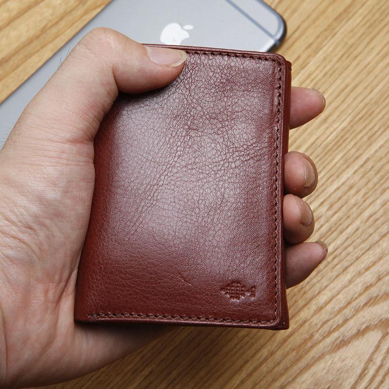 

Wallets Men's Leather Small Wallet Italy Three Fold Mini WalletWallets, Black