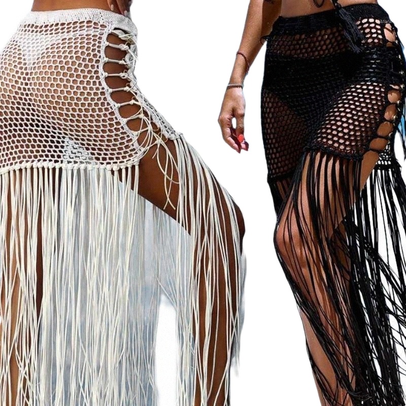 skirts 2022 Fashion Female Beach Skirt Solid Color High Waist Long For Women White/Pink/Black y65U#-image-790071503