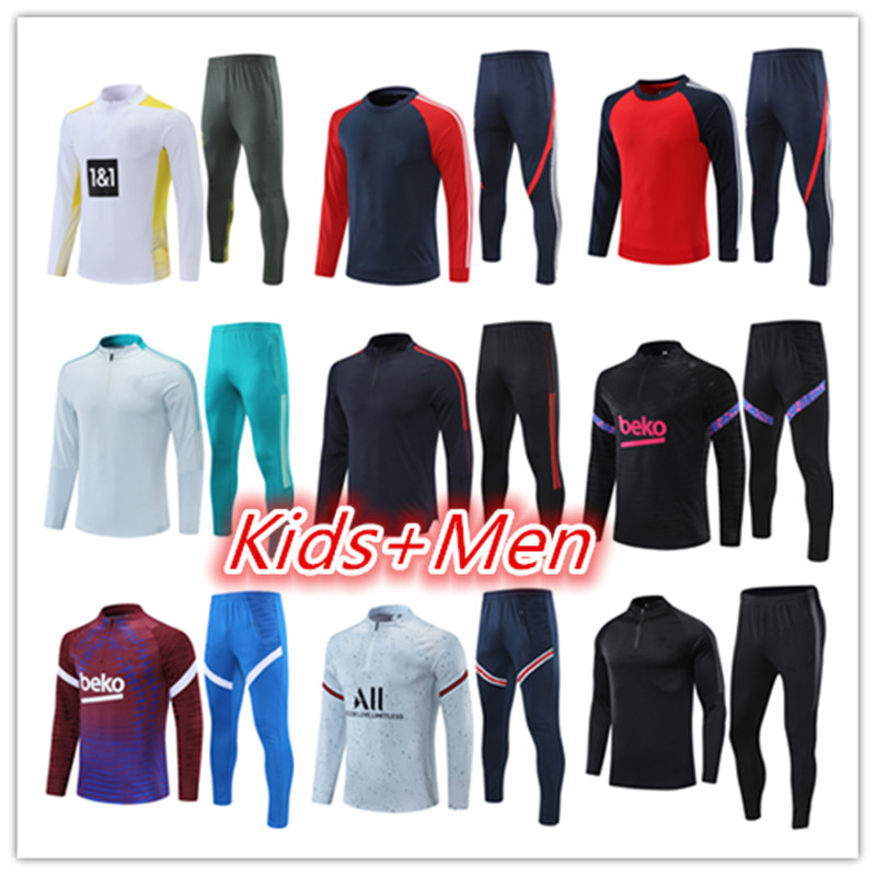 

mens and kids 22 21 soccer tracksuit jersey sets men football jerseys training tracksuits jacket set chandal futbol survetement, 18