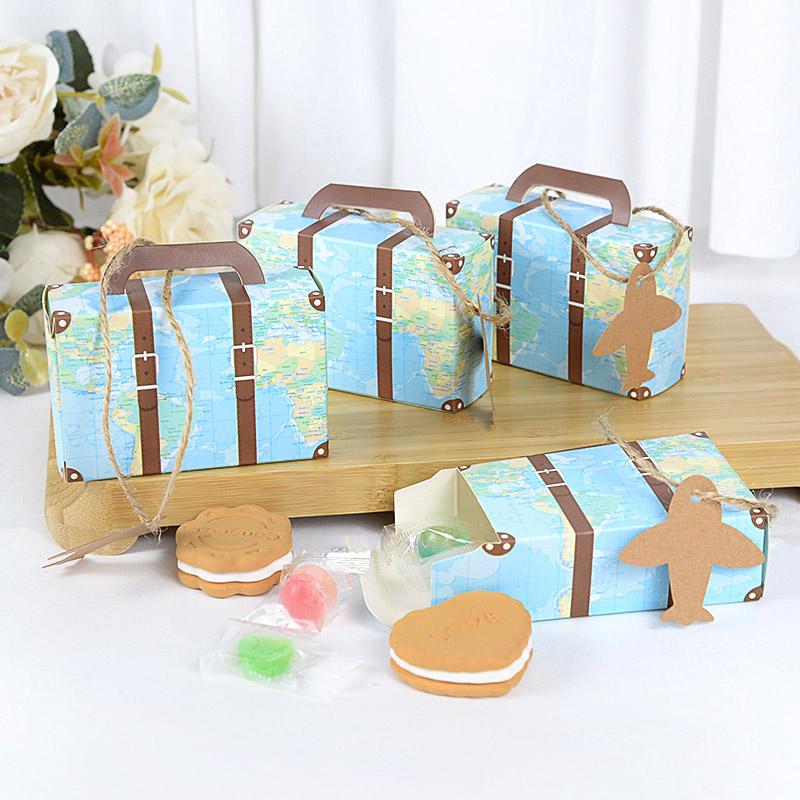 

Gift Wrap 5pcs/10pcs Candy Box Mini Suitcase Packaging Cartoon Airplane Travel Wedding Party Supplies