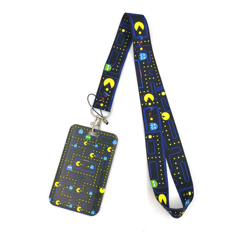 

Pacman cartoon Lanyard Keys Phone Holder Funny Neck Strap With Keyring ID Card DIY Animal Lanyard Hang Rope gifts AA220318