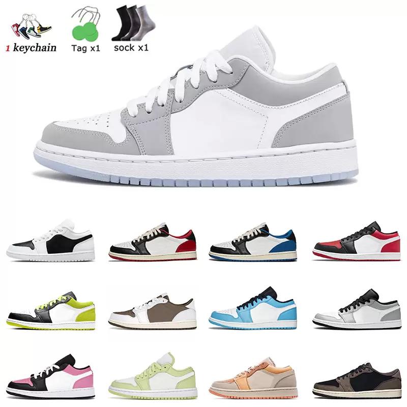 

With Box Top Lows 1 Basketball Shoes Classic Jumpman 1s Mens Sports Wolf Grey UNC Fragment Gym Red Game Royal Bred White Paris Panda Pine Green Women Trainers, 10