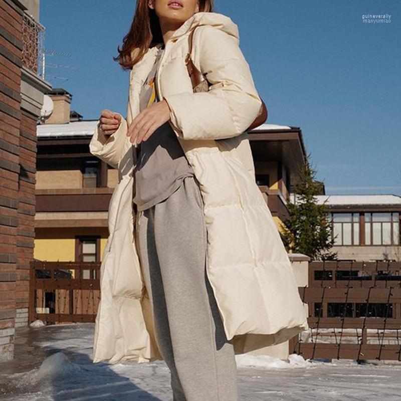 

Women's Down & Parkas AGong Winter Simple Hooded Women Fashion Solid White Coats Elegant Thick Long Cotton Jackets Female Ladies Guin22, Beige