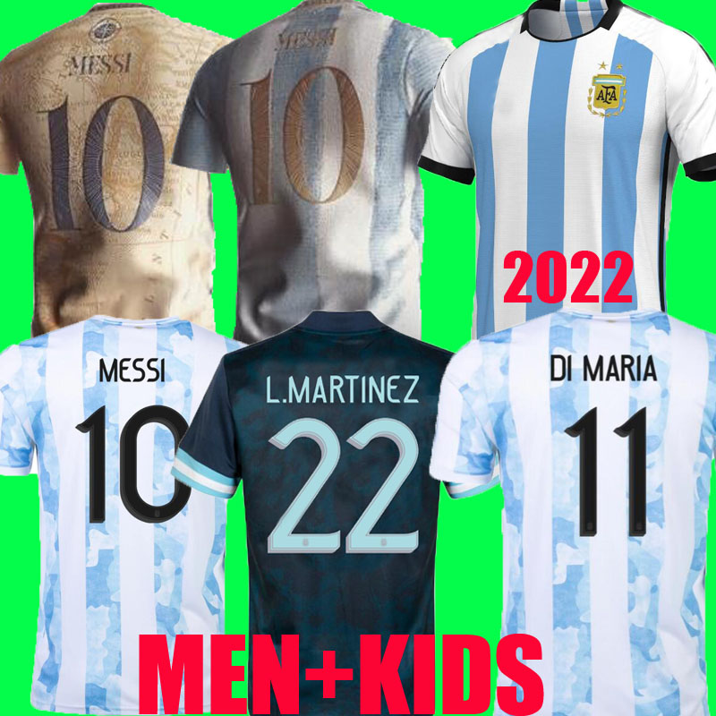 

Player Fans Version Argentina Soccer Jersey 20 21 Copa America Home DI MARIA Football Shirts 2021 2022 DYBALA L. MARTINEZ National Team MARADONA Men Kids kit uniforms, 22/23 home+patch