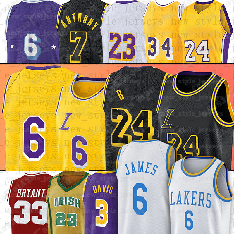 

75th Los 24 6 LeBron James Basketball Jersey Angeles''Lakers''Kobe''Bryant''Mens 23 7 Anthony Westbrook Davis Hardwood Classic, Men