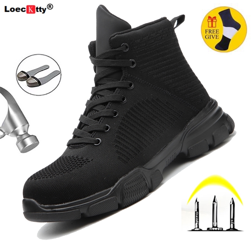 

Drop Sneakers Men Work-Shoes Steel Men's Toe-Protective Puncture-Proof Anti-Smashing Outdoor 220616, 503 black