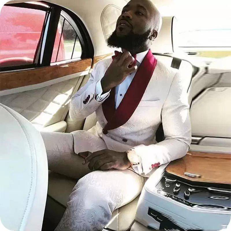 Costumes pour hommes Blazers Hommes avec un pantalon Tuxedos de mariage Mode Groom Wear Châle Revers Slim Fit Blazer Veste Et Pantalon Costume Ho