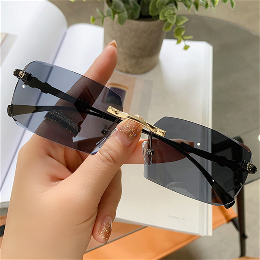 

Frameless Anti-blue Sunglasses Light Trend Narrow Square Fashion Eyewear Dazzling Color Glasses