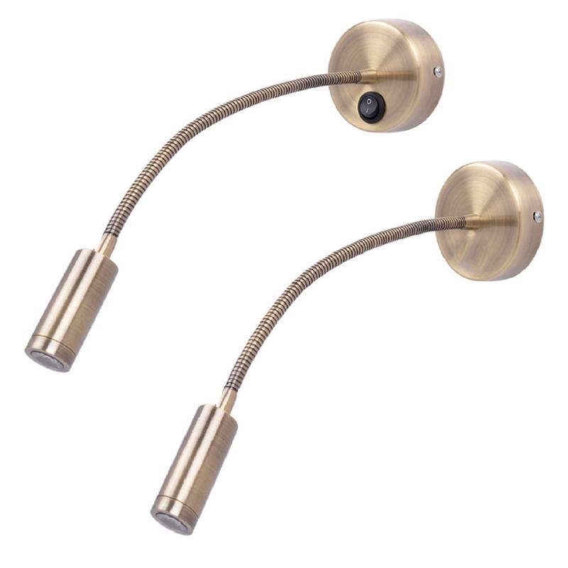 

Wall Lamp 3W Bronze Flexible LED Fixtures Sconce Spotlight For El Bedside Reading Modern Book Lights With On/Off AC 90V-260V