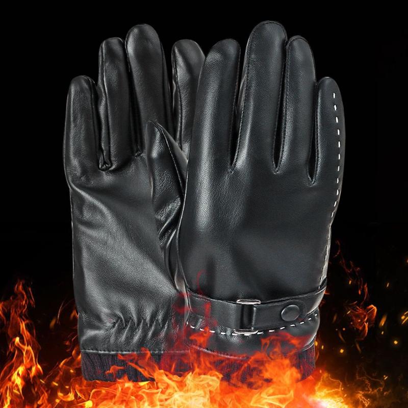 

Five Fingers Gloves Women Black Winter Mittens Keep Warm Touch Screen Windproof Driving Guantes Male Autumn PU Leather Business