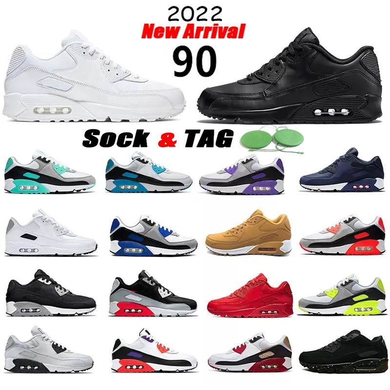 

Top Quality Sports 90 Running Shoes Infrared Classic Leather Mash White Yellow Black Grey Volt Obsidain Moss Green Trail Team Gold Designers Sports Trainer Sneakers