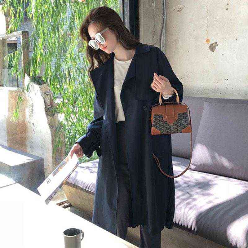 Women's Trench Coats Spring Japan Korean Style Long Sleeves Pleated Coat Women Sleeve Windbreaker Overcoats Abrigo Mujer FY107 T220809