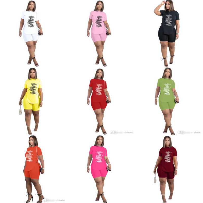 

Plus Size -4xl Designer Womens Tracksuits Fashion Two Piece Short Pants Set Letter Print T-shirt And Shorts Casual Sports Suit, Rose pink