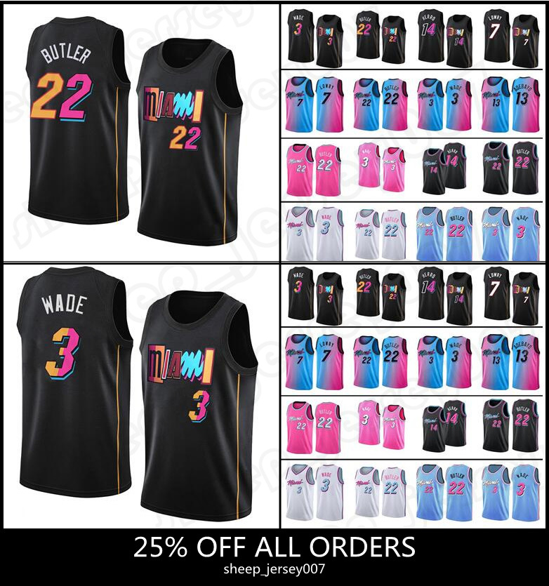 

Miamis Heats Jimmy 22 Butler Tyler 14 Herro Jersey Dwyane 3 Wade Basketball Kyle Lowry Bam Adebayo Duncan Robinson 7 13 55 Pink Black Mens Jerseys, Men jersey