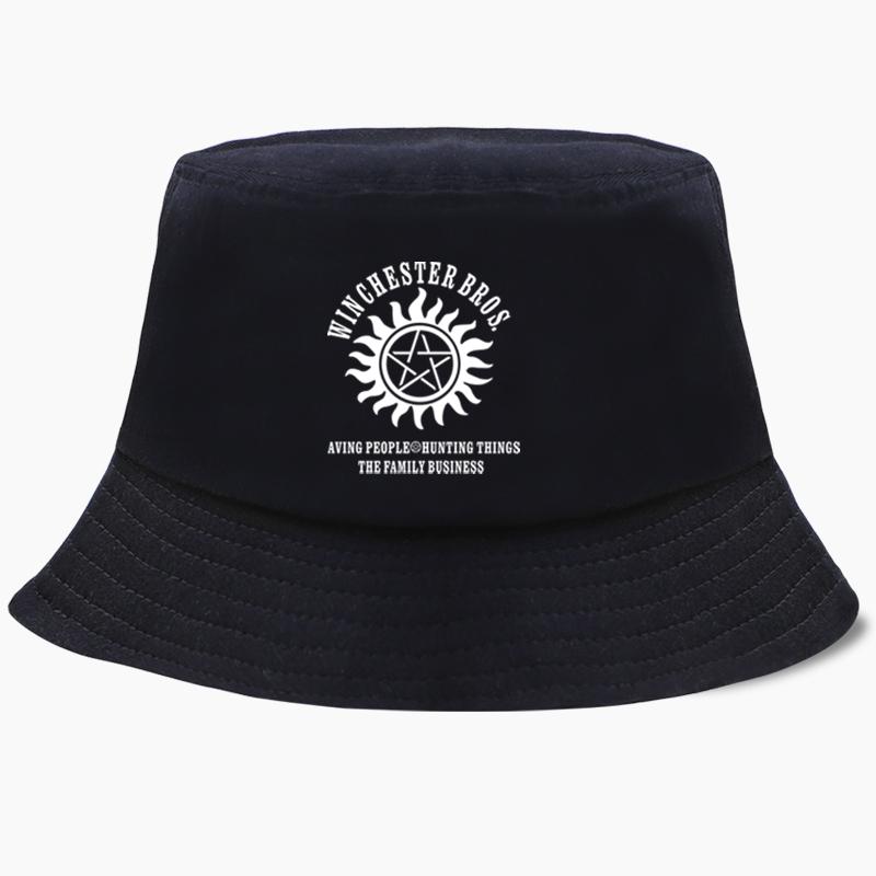 

Berets Supernatural Winchester Bros Sweatshirt Bucket Hat Panama Men Cap Women Bob Fishing Hats Cotton Outdoor Sunscreen Fisherman CapsBeret, Beige 1