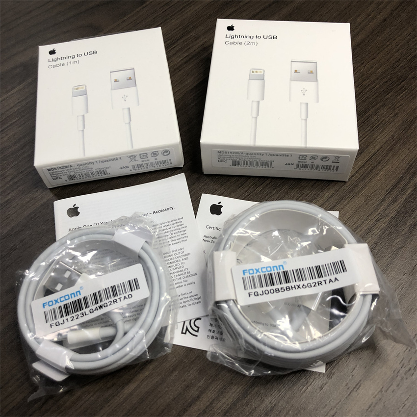 

10pcs/Lot For apple iphone cables Foxconn E75 8IC Original OEM quality 1m 3ft 2m 6ft USB Data Sync Charge phone E75 Cable With retail package, White
