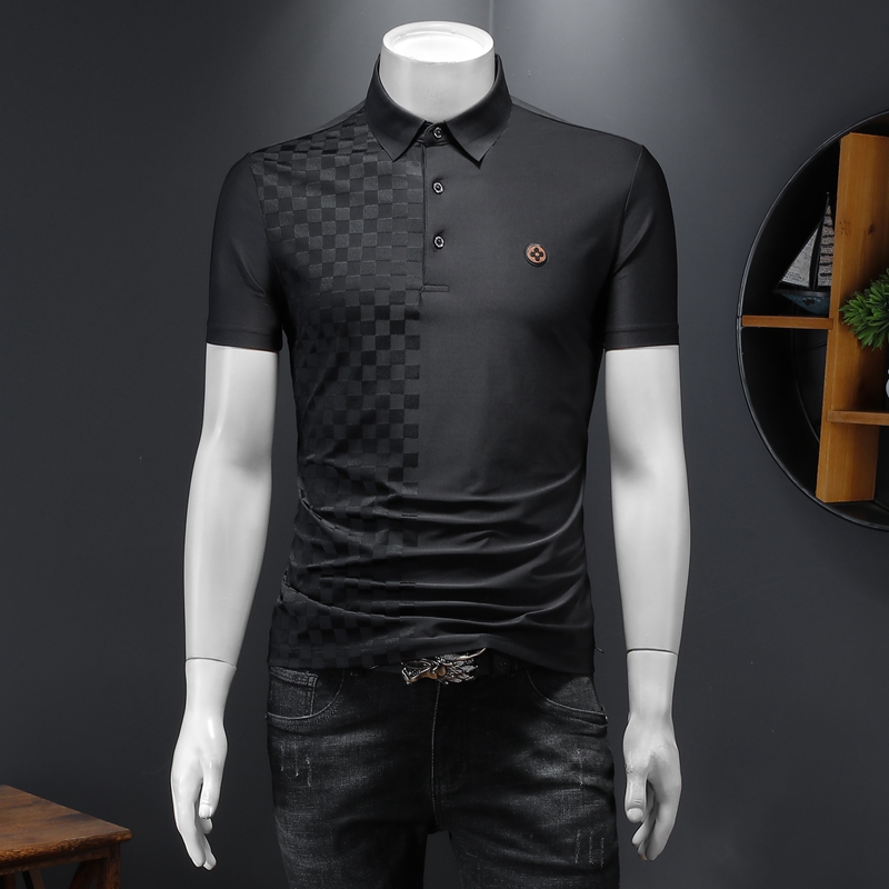 Boutique d'été Revers pour hommes courts à manches courtes Polo décontracté Coton Mercerized 2022 Nouvelle broderie imprimée en coton haut de gam