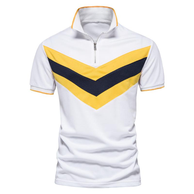 

Men' Polos Summer Casual Short Sleeve T Shirt Men' Contrast Color PolosMen, White
