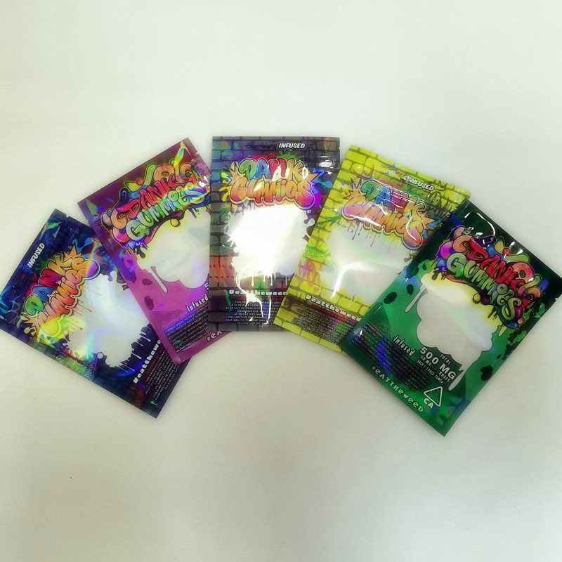 

Dank Gummies Mylar Bags 500MG Zipper Edibles Retail Packaging Worms Bears Candy Gummy Bag Dry Flower SmellProof package