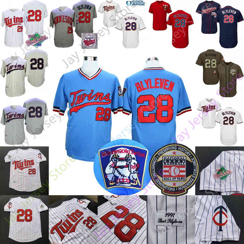 Bert Blyleven Jersey Hall Of Fame Patch 1969 Cream 1987 Grey Pinstripe 1991 WS White Pinstripe Red Navy Fans Player Salute to Service Blue