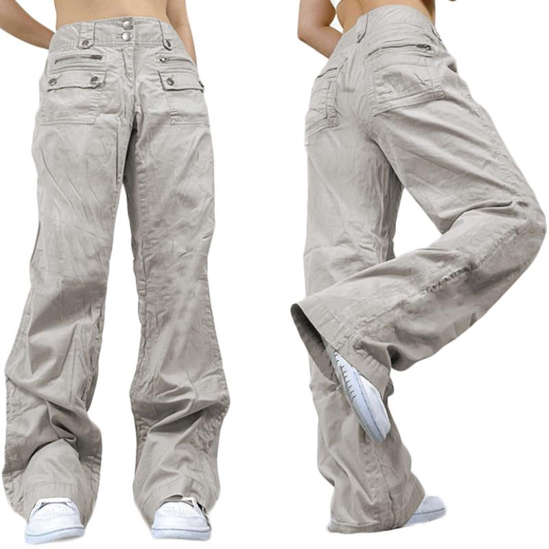

Women' Pants & Capris Women Fashion Workwear Style Jeans Light Gray Distressed High Waist Wide-Leg With Pockets