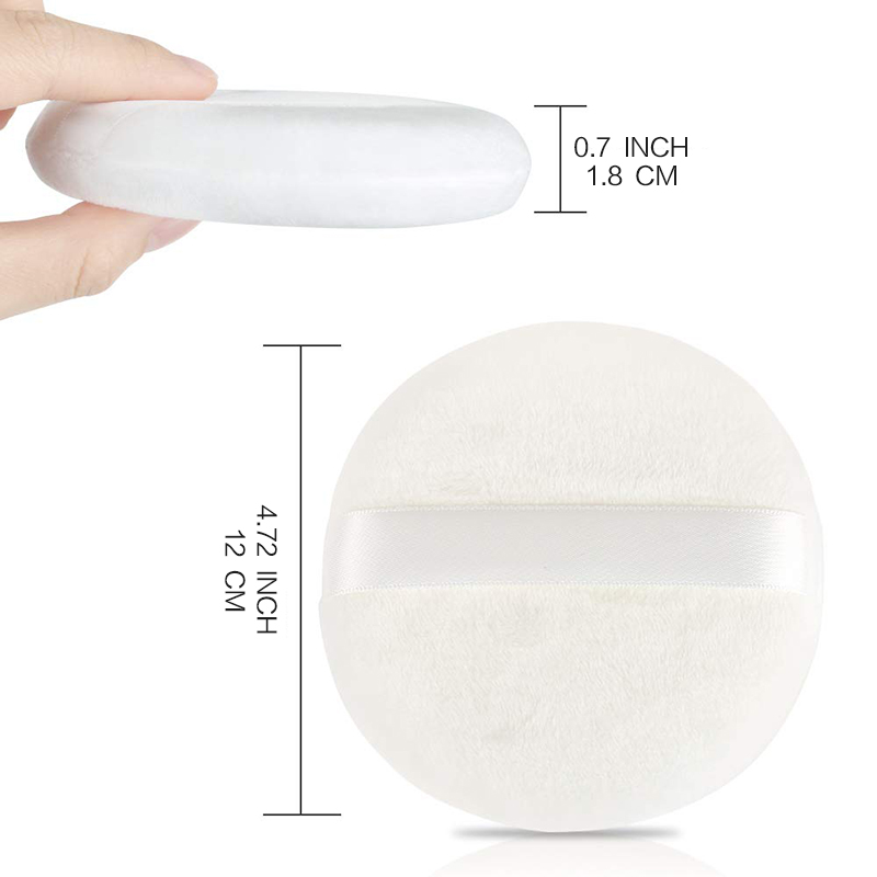 4.72 Inch Powder Puff Ultra Soft Washable Large Round Velour Face Body Oversized Powder Puffs-image-758721134