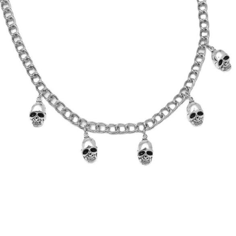 

Trendy Exaggerated Multilayer Pendant Skeleton Head Skull Necklace Female Punk Silver Color Metal Hip Hop Clavicle Chain Choker Women Jewelry Bijoux