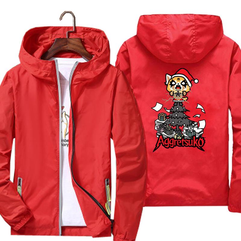 

Men's Jackets Death Metal Aggretsuko Aggressive Retsuko 8 Unisex Thin Outwear Windbreake Windproof Coat Outdoor Sports Clothing, Black;brown