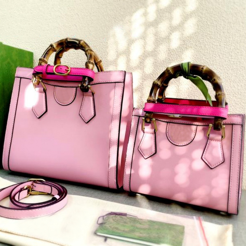 

Designer bamboo handbag Shoulder Bags Diana Women's tote crossbody Top Genuine leather Bag Luxury bags fashion, Pink