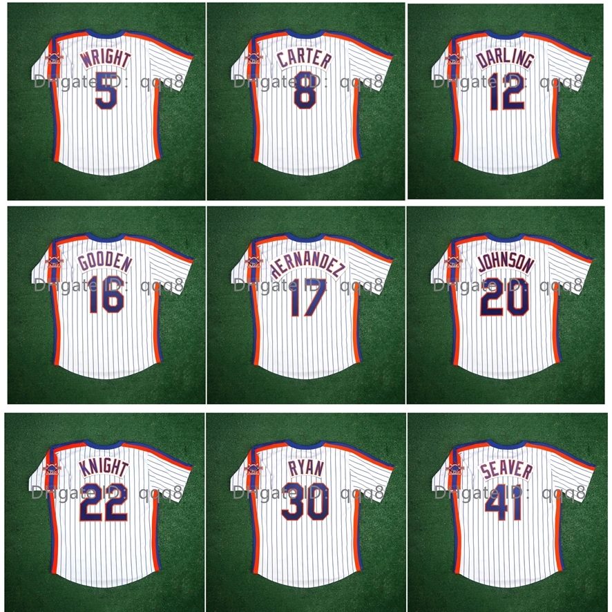 

Na85 1986 Vintage 25th Patch Baseball Jersey Keith Hernandez David Wright Gary Carter Ron Darling Dykstra Dwight Gooden Howard Johnson Ray Knight, As pic