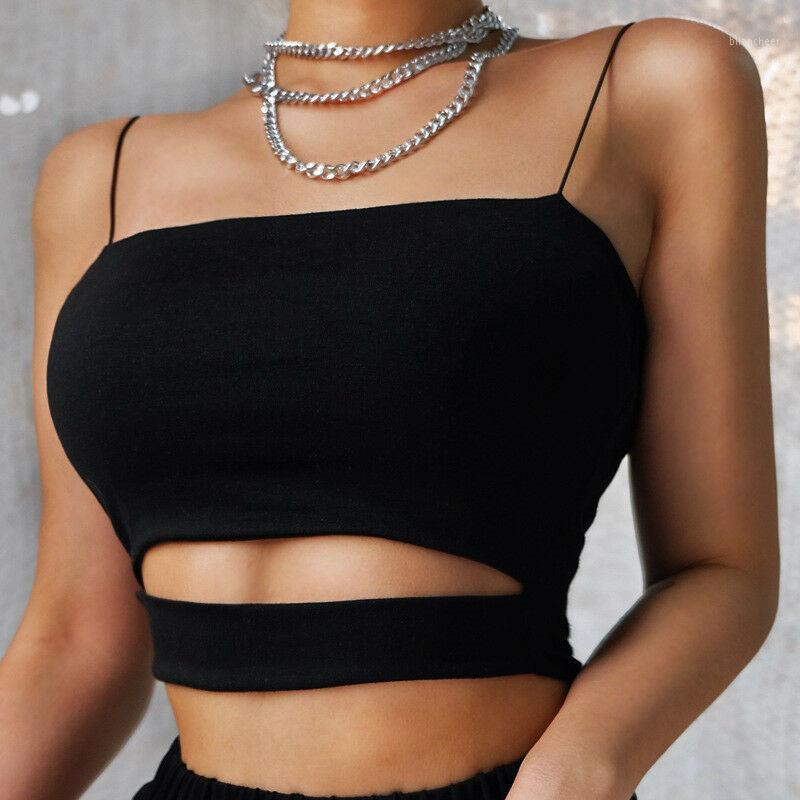 

Women' Tanks & Camis Fashion Sexy Women Summer Casual Sleeveless Cut-Out Short Tee Shirt Crop Top Vest Strap Tank Blouse, Black