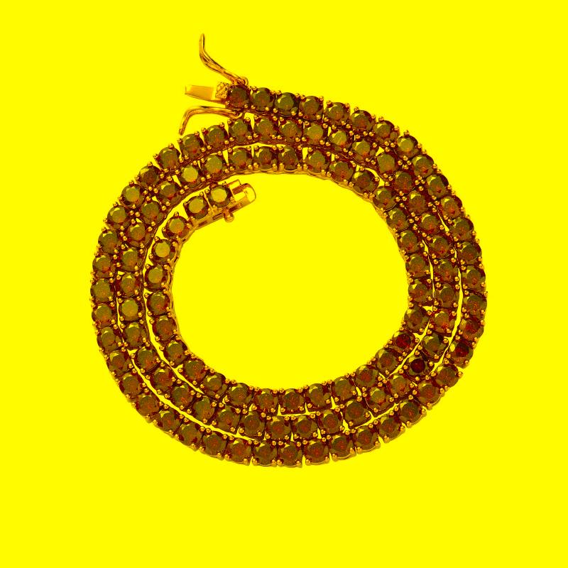 

Chains 4mm Hip Hop Red/Blue CZ Stone Bling Iced Out 1 Row Tennis Link Chain Chokers Necklaces For Men Women Rapper JewelryChains