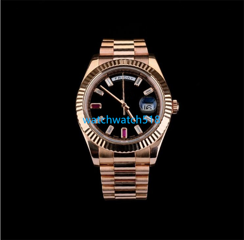 

Mens Watches Calendar 218235 41mm Mechanical Automatic Diamond Dial Rose Gold Stainless Steel Bracelet Luxury Watch Waterproof