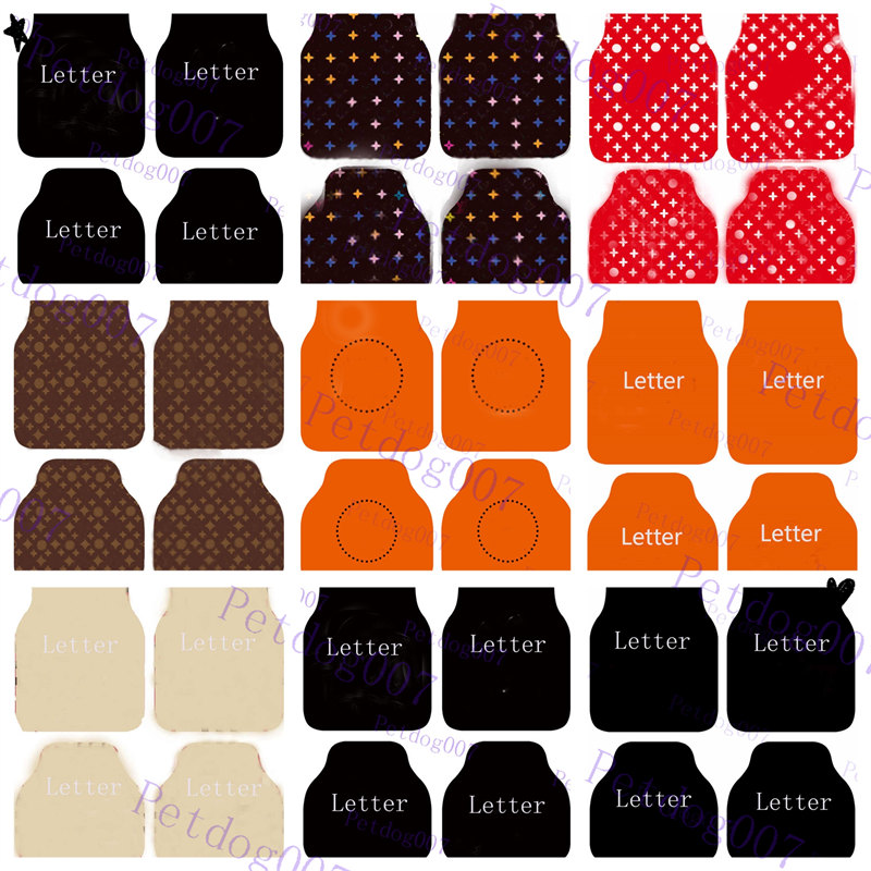 

Luxury Car Foot Carpets Fashion High Quality Auto Carpet Full Letters Printed Universal Automobile Decoration Floor Mats, Orange