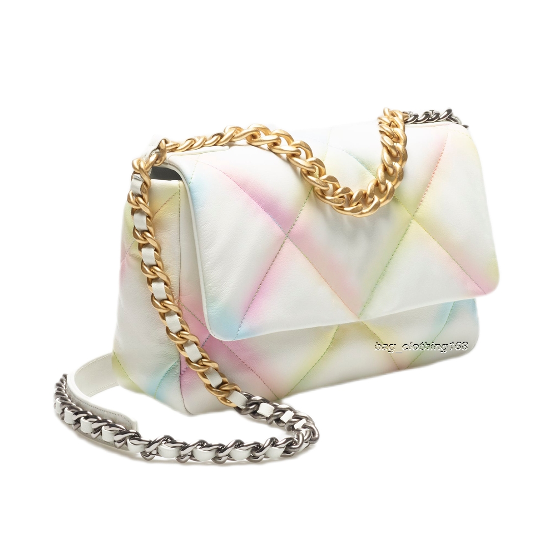 

Shoulder Bag luxurious bag Printed Genuine Leather Gold-Tone Silver-Tone Ruthenium-Finish Metal White & Multicolor Chain 19 HANDBAG crossbody bags for women, Black