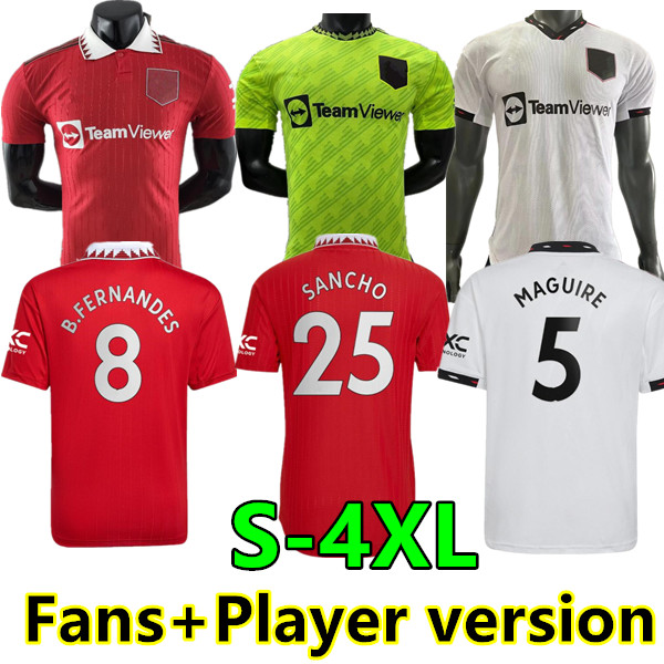 

S-4XL 22 23 Manchester SANCHO Soccer Jerseys VARANE BRUNO FERNANDES RASHFORD POGBA United Jersey Football Shirt TELLES 2022 2023 fans player version 3rd equipment, 22/23 away player