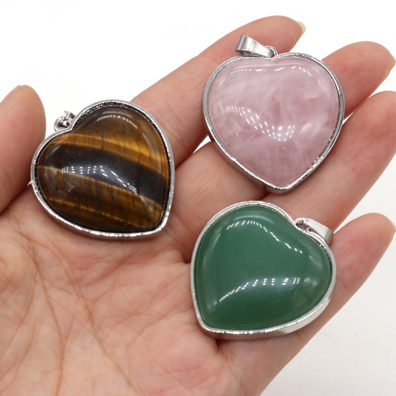 

Pendant Necklaces Natural Stone Pendants Heart Rose Quartzs Reiki Necklace For DIY Jewelry Bracelet Accessories Size 32x35mmPendant