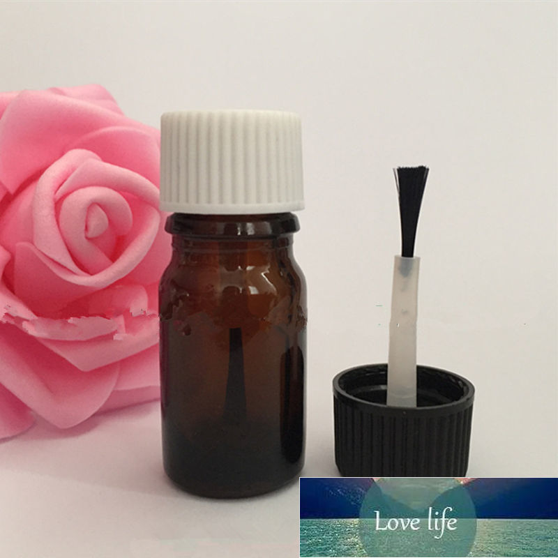 

5ml Empty amber Nail polish bottle glass bottle essential oil container with brush cap For Cosmetic