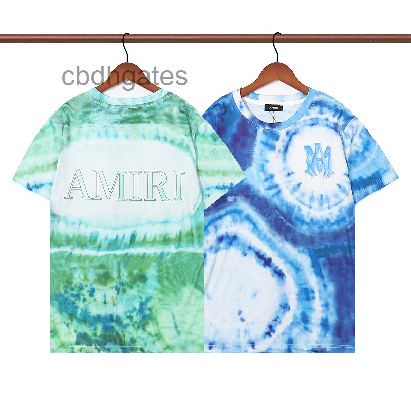

t Shirts Designer Tshirts Amirs High Street Letter Print Short Sleeve Men's Women's High Hip-hop Round Neck Loose T-shirt, Green