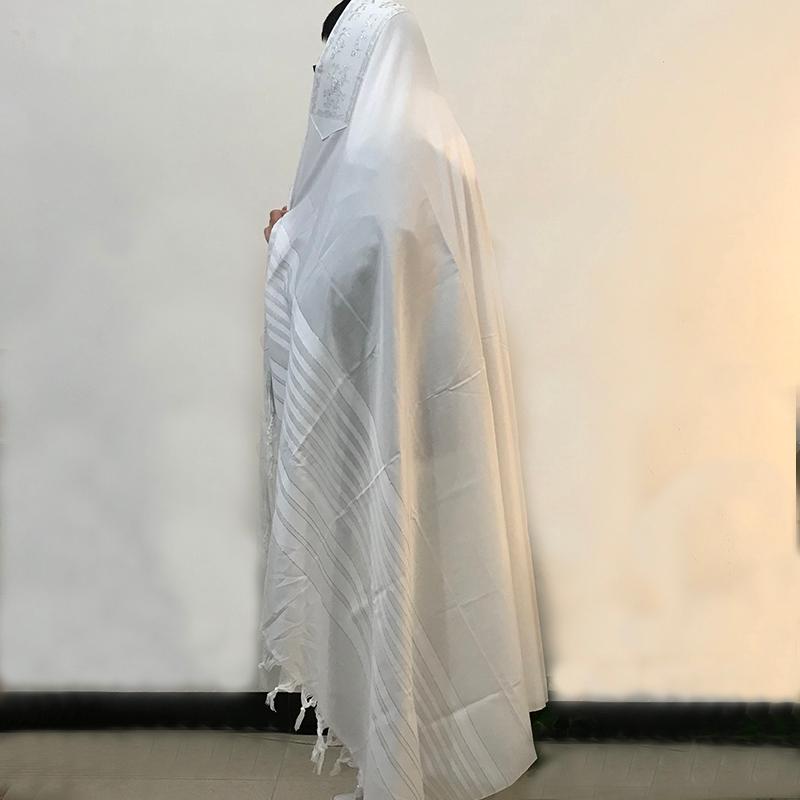 

Scarves Tallit Israel Jewish Talit Design White Color Polyester Large Size Prayer Shawl With Bag 140x190cm