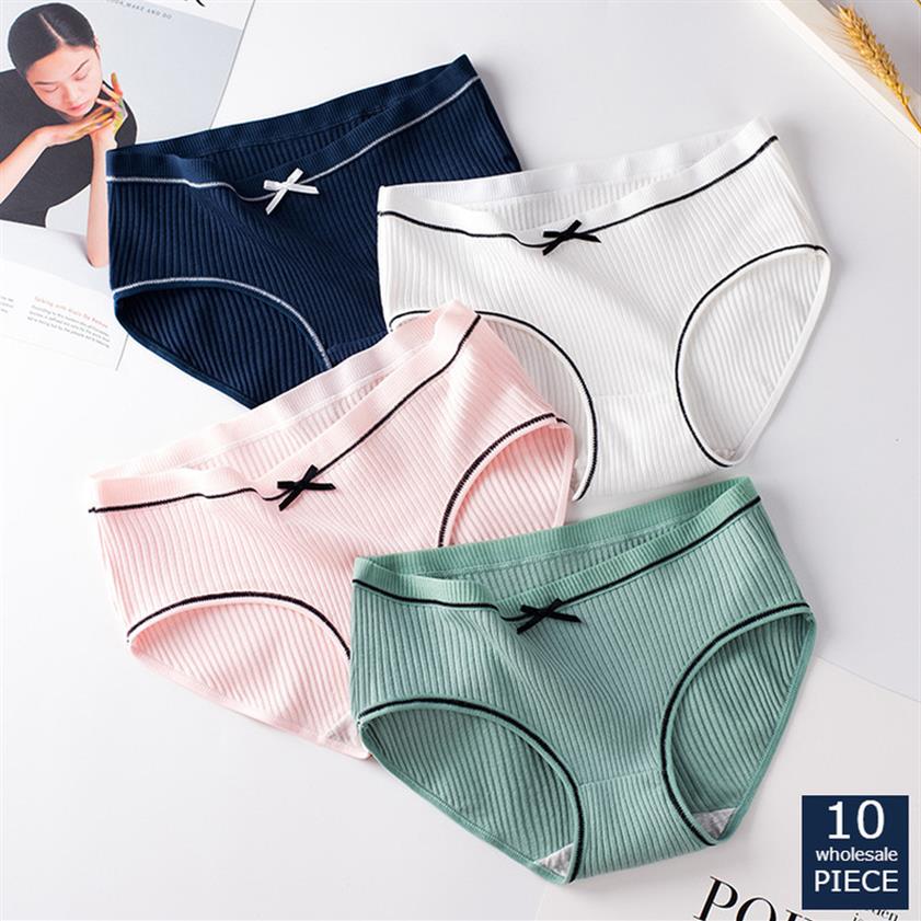 

10 pcs/lot Women Sexy Panties Fashion Cozy Lingerie Tempting Briefs Women's Underpant middle Waist Intimates Underwear246w, 10 pcs mix color