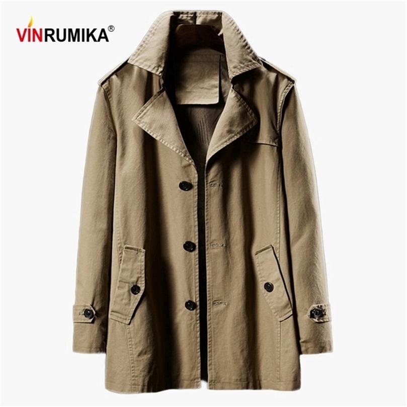 

Large Size M-8XL Spring Autumn Men's England Style Fashion Casual Brand Cotton Trench Jacket Man Winter Fleece Windbreaker Coats 201211, Black
