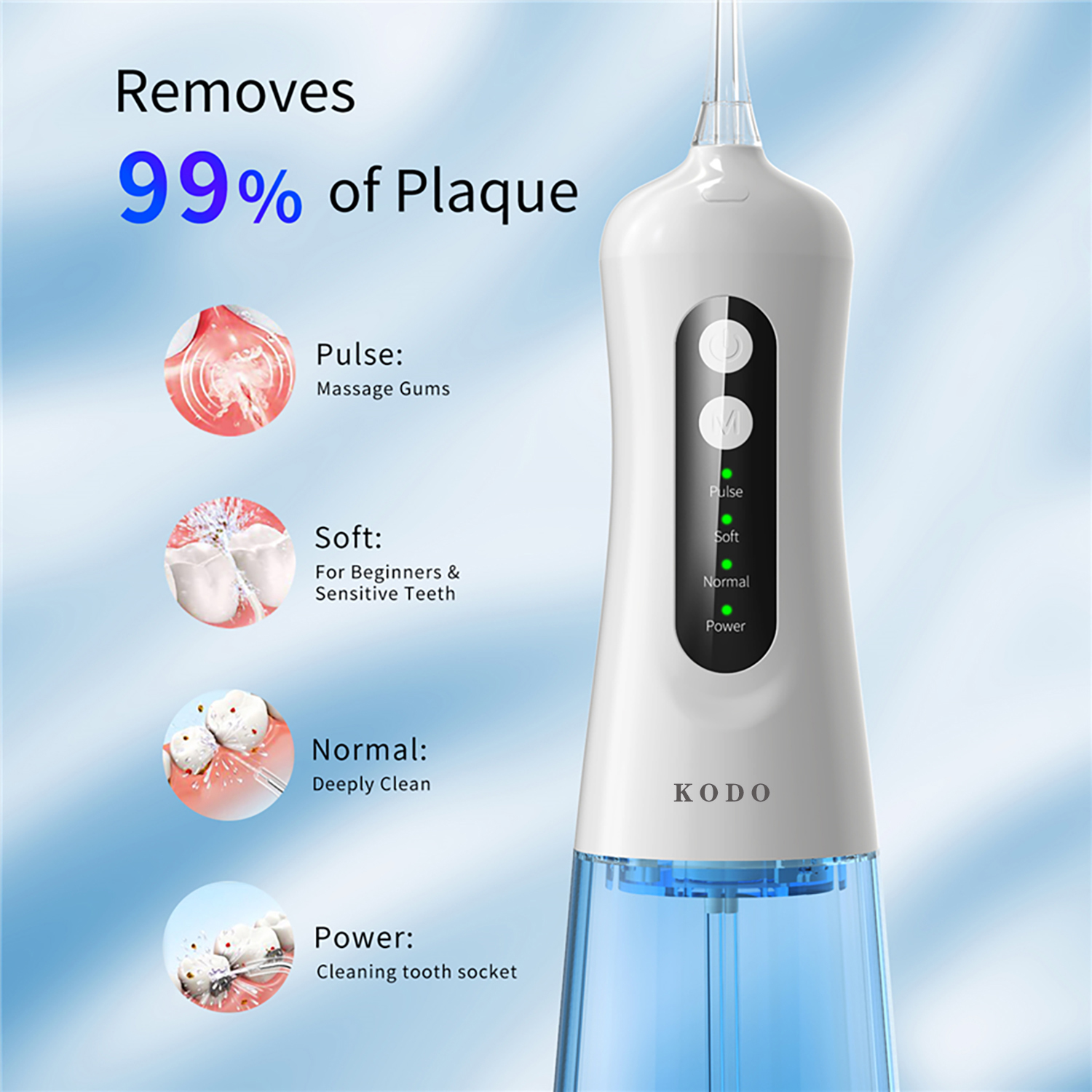 

KODO Oral Irrigator for teeth Water Flosser USB Rechargeable Portable Dental Water Jet 300ML irrigador dental dental floss Rabe