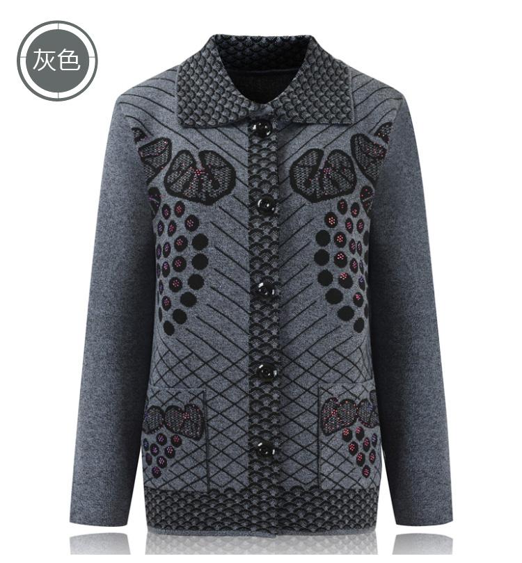 

Women's Knits & Tees Spring Autumn Grandma Knit Cardigan Sweater Jacket Single Breasted Loose Long Sleeve Knitwear Coat Casual Mother Clothi, Purple