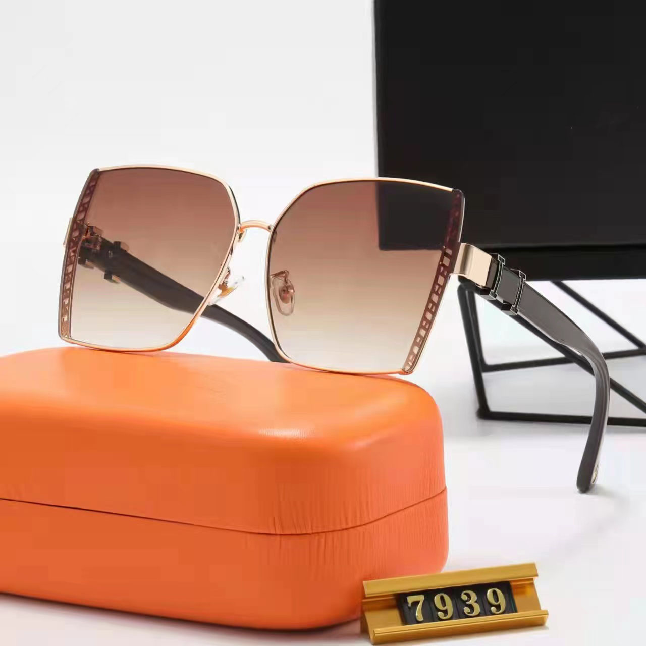 

Square Designer Sunglasses for Women Men Big Flat Top Fashion Shield Large UV Protection Rimless Shades
