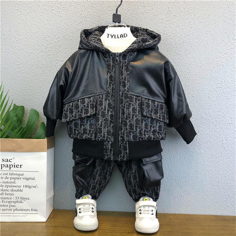 

2021 brand designer Clothing Sets boy suits children baby plus velvet handsome babys thick two-piece suit letter printing sweater289D, Blue