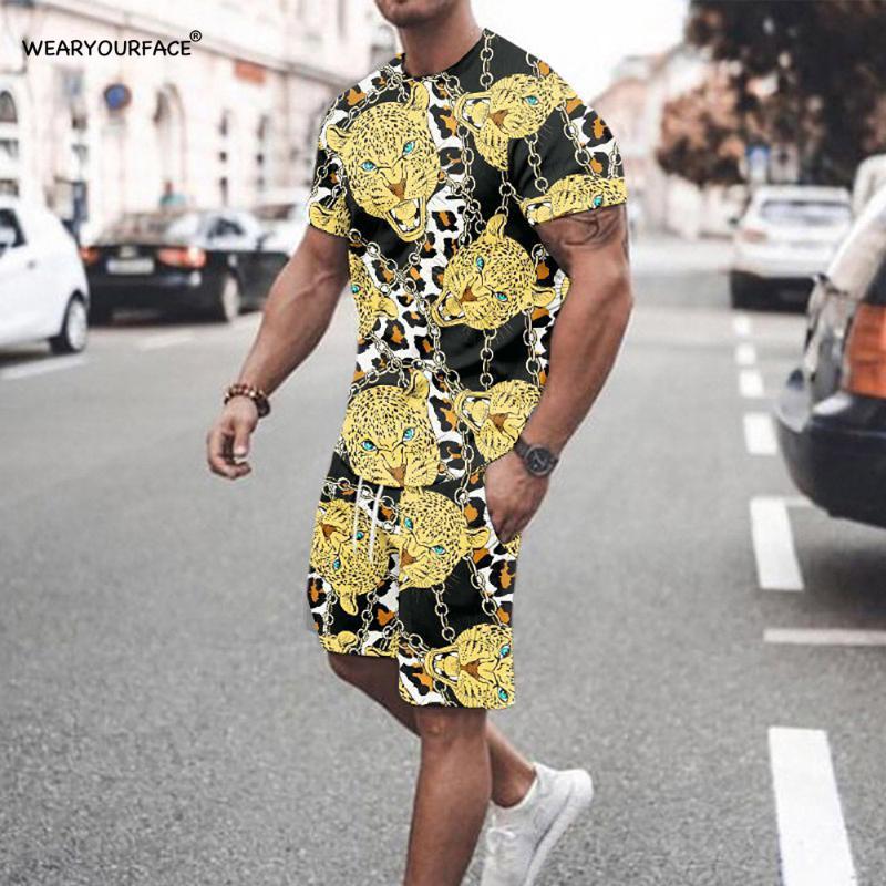 

Men' Tracksuits Golden Leopard Eagle 3D All Over Printed T Shirts Shorts Sets Casual Sports Beach Streetwear Vocation Men ClothesMen, Tee and shorts 10