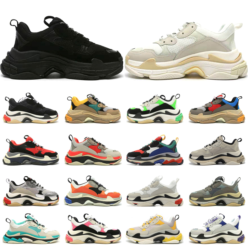 

OG triple s men women designer shoes platform sneakers Black White Beige Dark Red Grey Green mens trainers Jogging Walking, #1